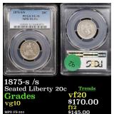 1875-s /s Seated Liberty 20c Graded vg10