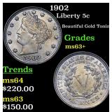 1902 Liberty 5c Grades Select+ Unc