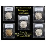 5 Unc Morgan $1 Graded By PCGS Mixed Dates From Th