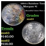1884-o Rainbow Toned Morgan $1 Grades Select Unc
