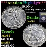 *Highlight* 160 Walking Liberty 50c Graded Select+