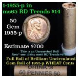 1955-p Lincoln cent 1c roll, 50 pieces (fc)