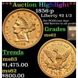 *Highlight* 1856-p Liberty $2 1/2 Graded Select Un