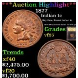 *Highlight* 1877 Indian 1c Graded vf++