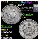 *Highlight* 1883 Hawaii 10c Graded Select AU