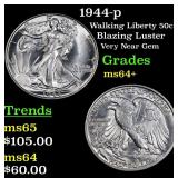 1944-p Walking Liberty 50c Grades Choice+ Unc