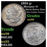 1891-p Morgan $1 Grades Choice AU/BU Slider
