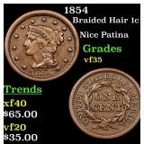 1854 Braided Hair 1c Grades vf++