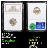 1925-p Buffalo 5c Graded ms63
