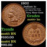 1902 Indian 1c Grades Choice+ Unc BN