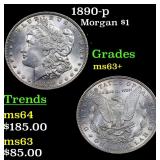 1890-p Morgan $1 Grades Select+ Unc
