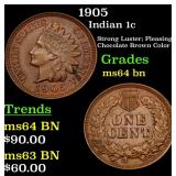 1905 Indian 1c Grades Choice Unc BN