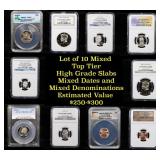 10 High Graded Top Tier Slabed Coins