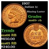 1907 Indian 1c Grades Gem+ Unc RB
