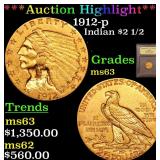*Highlight* 1912-p Indian $2 1/2 Graded Select Unc