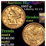 *Highlight* 1907-p Liberty $2 1/2 Graded Choice Un