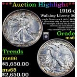 *Highlight* 1916-d Walking Liberty 50c Graded GEM+