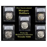 5 Unc Morgan $1 Graded By PCGS Mixed Dates From Th