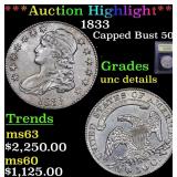 *Highlight* 1833 Capped Bust 50c Graded Unc Detail