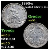 1890-s Seated Liberty 10c Grades Select AU