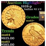 *Highlight* 1928-p Indian $2 1/2 Graded Select+ Un