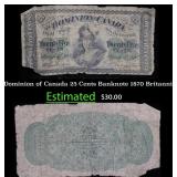 Dominion of Canada 25 Cents Banknote 1870 Britanni