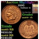 *Highlight* 1890 Indian 1c Graded Choice+ Unc RB