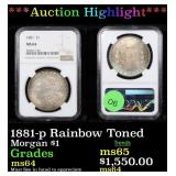 *Highlight* 1881-p Rainbow Toned Morgan $1 Graded