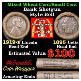Mixed small cents 1c orig shotgun roll, 1919-s Whe
