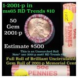 Full 1c orig shotgun roll, 2001-p Lincoln Cent Rol