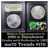 1990-w Eisenhower Modern Commem Dollar $1 Graded m