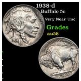 1938-d Buffalo 5c Grades Choice AU/BU Slider