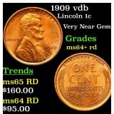 1909 vdb Lincoln 1c Grades Choice+ Unc RD