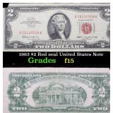 1963 $2 Red seal United States Note Grades f+