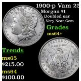 1900-p Vam 25  Morgan $1 Grades Choice+ Unc