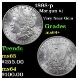 1898-p Morgan $1 Grades Choice+ Unc