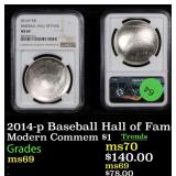 2014-p Baseball Hall of Fame Modern Commem $1 Grad