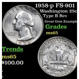 1958-p FS-901 Washington 25c Grades GEM Unc