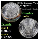 1880-s Rainbow Toned Morgan $1 Grades Select+ Unc