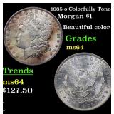 1885-o Colorfully Toned Morgan $1 Grades Choice Un