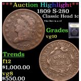 *Highlight* 1809 S-280 Classic Head 1c Graded vg+