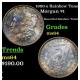 1900-o Rainbow Toned Morgan $1 Grades Choice Unc