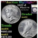 *Highlight* 1927-d PEace $1 Graded Choice Unc
