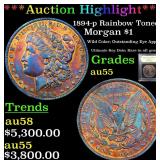*Highlight* 1894-p Rainbow Toned Morgan $1 Graded