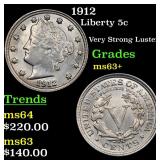 1912 Liberty 5c Grades Select+ Unc
