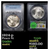 1924-p Peace $1 Graded ms64