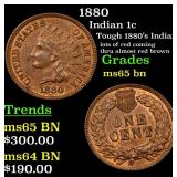 1880 Indian 1c Grades GEM Unc BN