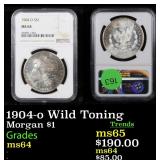 1904-o Wild Toning Morgan $1 Graded ms64
