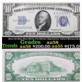 1934 $10 Blue Seal Silver Certificate Signatures J