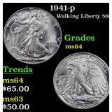 1941-p Walking Liberty 50c Grades Choice Unc